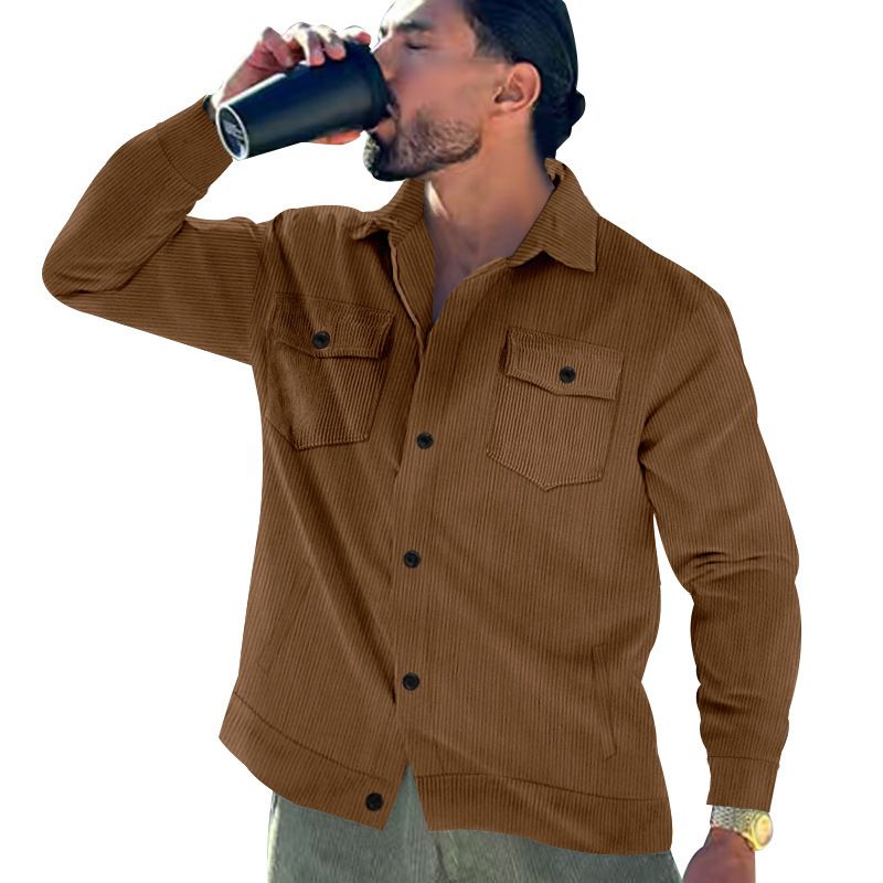 Men's Corduroy Jacket – Single-Breasted Notch Lapel, Breathable & Wrinkle-Resistant, Multi-Pocket Casual Blazer (S-XXXL, Autumn Essential)_voghion.com