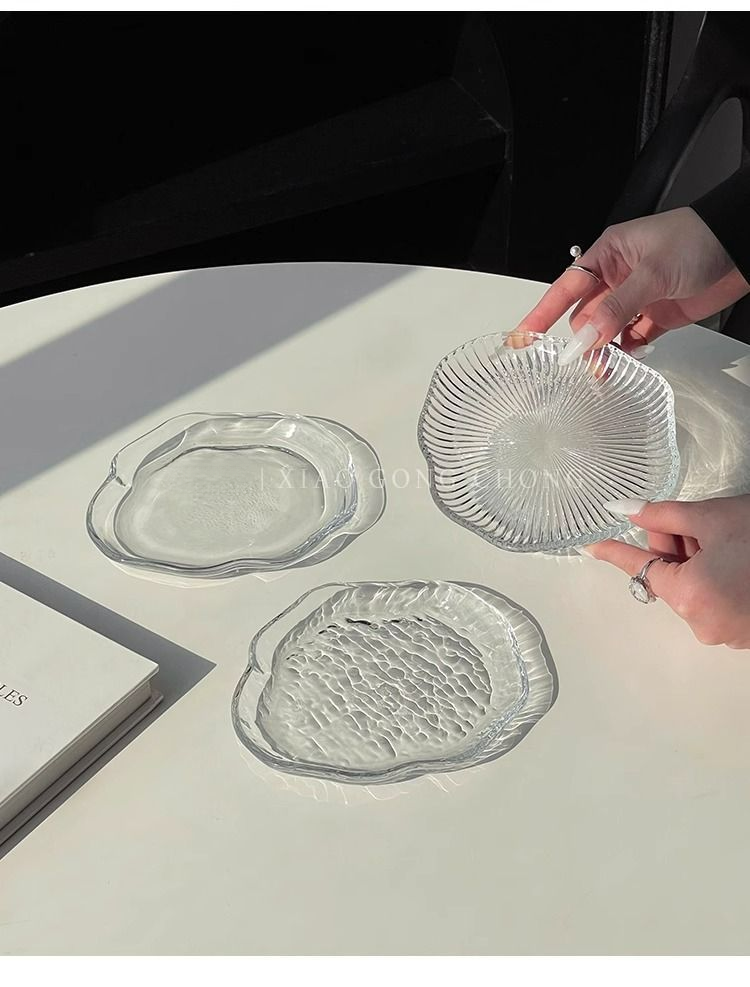 Ins Style Creative Cloud Glass Hochästhetischer unregelmäßiger Dessert-Dip-Salat-Snack-Obstteller_voghion.com