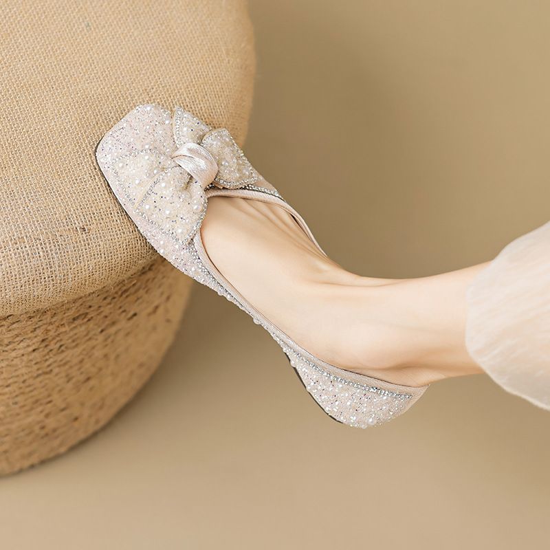 Spitz Strass Einzelnen Schuhe frauen Herbst Bogen Ein Pedal Fee Schuhe Große Größe_voghion.com