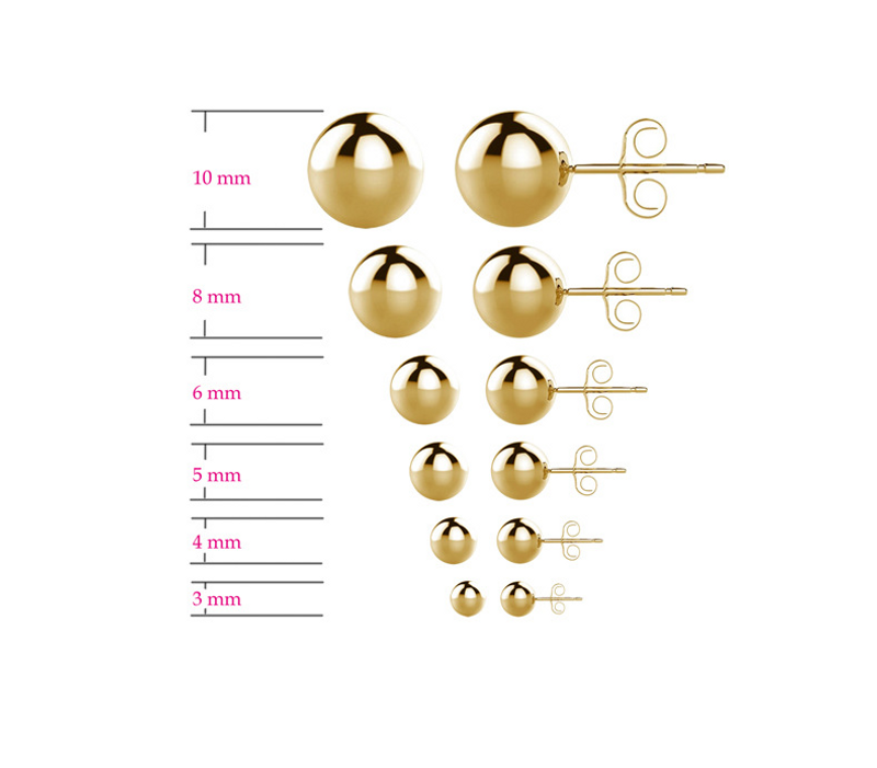 Orecchini a forma di fagiolo con perline rotonde personalizzate, aghi per le orecchie da 2,8 mm in acciaio inossidabile elettroplaccato per donne e uomini, acciaio al titanio_voghion.com
