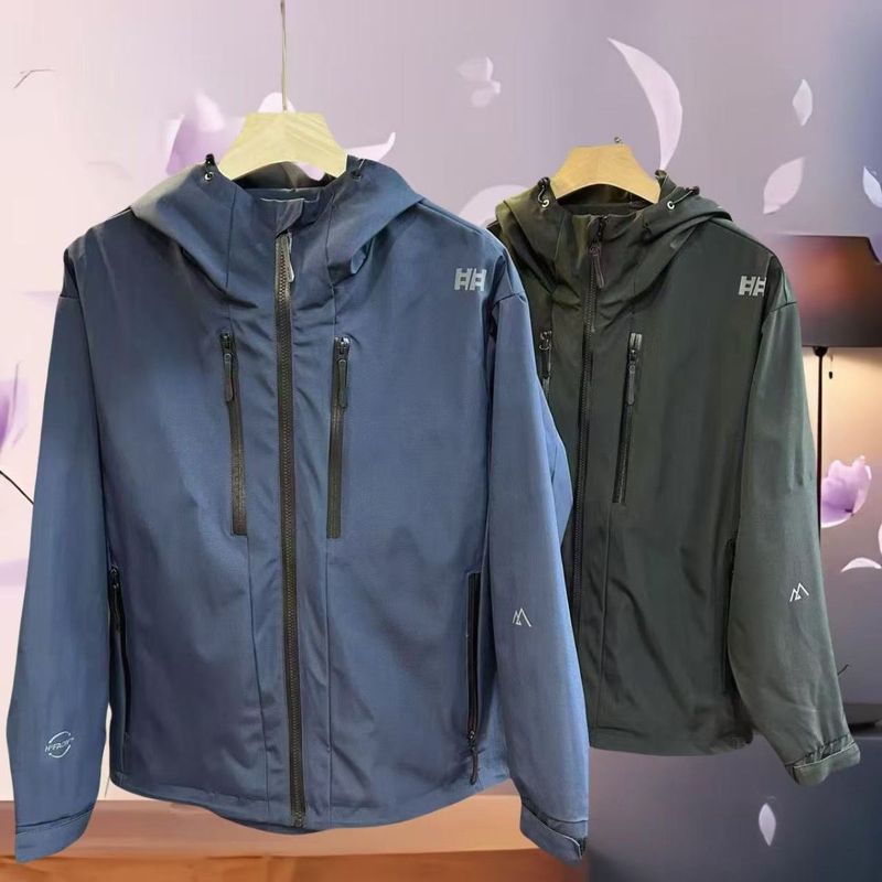 Giacca primaverile da uomo con cerniera, stampa di lettere, giacca con cappuccio antivento e impermeabile per esterni, alta gamma 2025_voghion.com