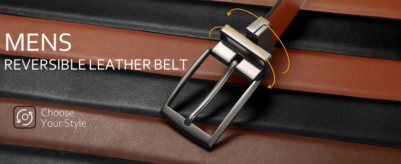 Herrengürtel, Leder, Wendegürtel für Herren, Anzughosen, Golf, 1 3/8 Zoll_voghion.com