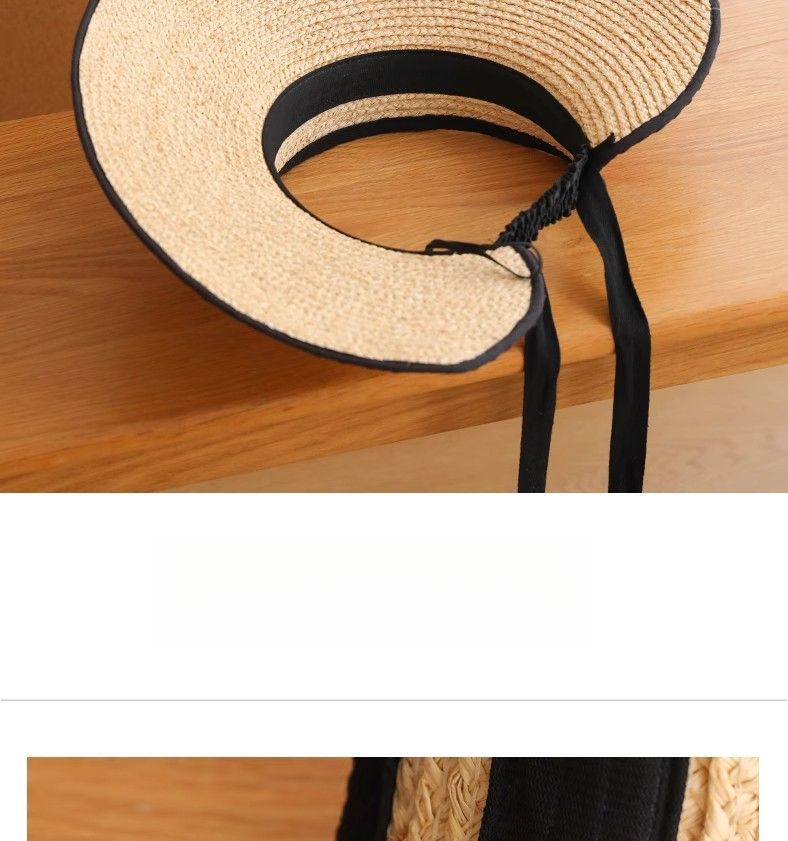 Breedgerande raffia zonnehoed, volledige gezichtsbescherming dames strohoed, zomerse reiszonnehoed_voghion.com