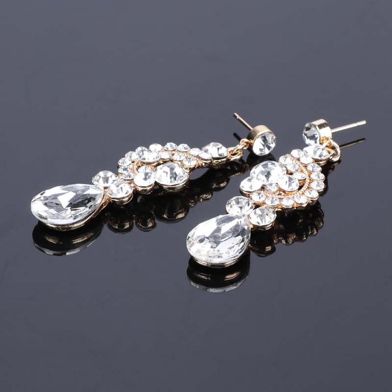 Luxuriöse Statement-Halskette, Ohrringe, Armband, Ring, Schmucksets für Frauen, Kristall-Lätzchen, goldfarbene Kette, Brautschmuck_voghion.com