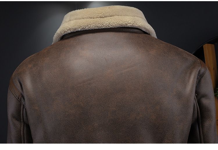 Giubbotto bomber invernale da uomo in similpelle con fodera in sherpa, antivento e spesso, vestibilità slim (taglie dalla M alla 5XL, marrone)_voghion.com