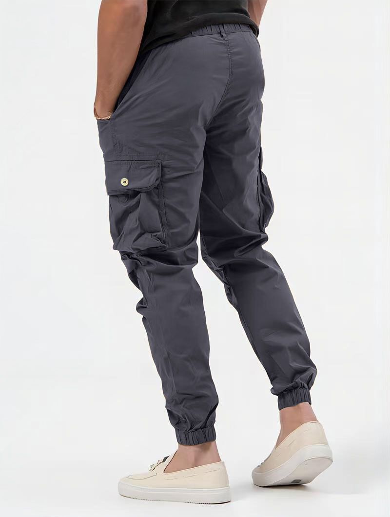 Men's Clothing Three Dimensional Bag Woven Cargo Pants Tie Belt Leggings Casual Pants Solid Color Men's Pants_voghion.com