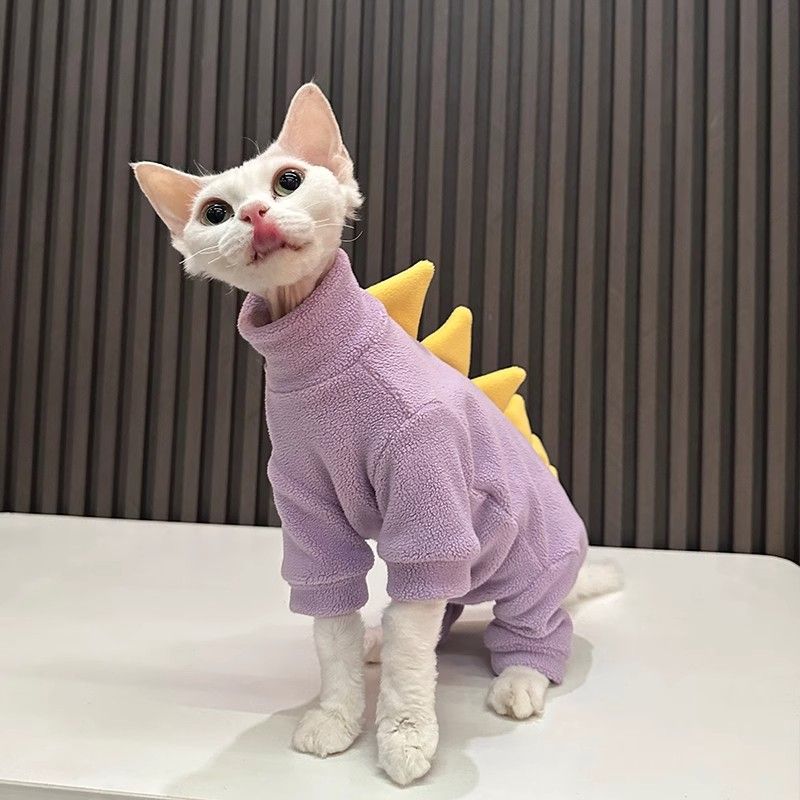Neu Haustier Vierbeinigen Partikel Samt Bauch Schutz Kleine Dinosaurier Haarlosen Sphynx Katze Devon Kleidung_voghion.com