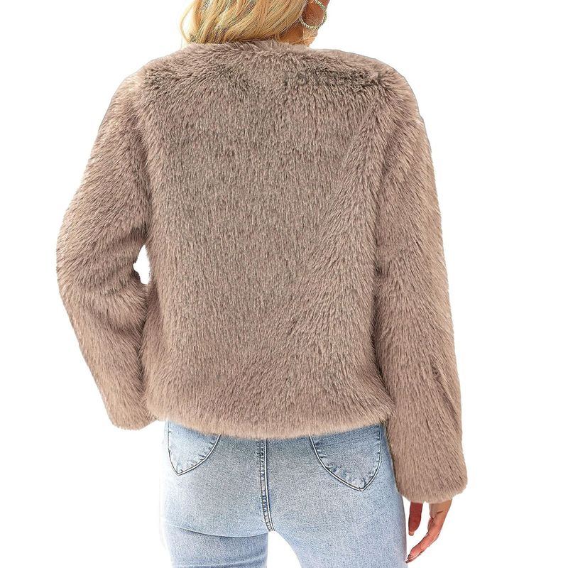 Women's coat jacket multicolor faux fur women's coat toca single plus size fashion women's dress_voghion.com