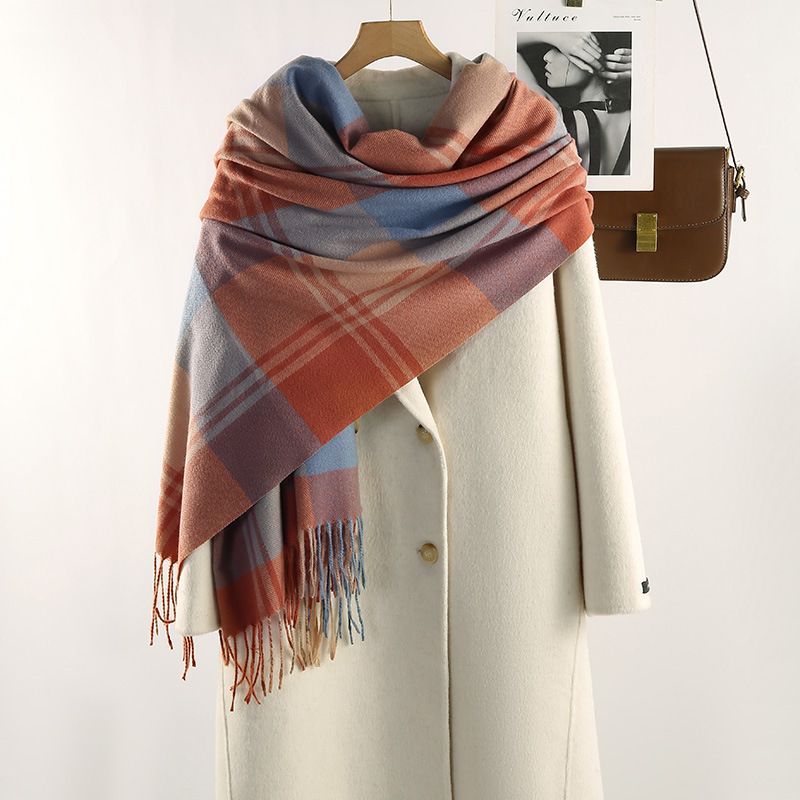 Bunte kontrastierende Plaid i Mitation Kaschmir Ins Stil, einfach zu tragen im Herbst Winter warm zu halten, Su Da Schal, Männer und_voghion.com