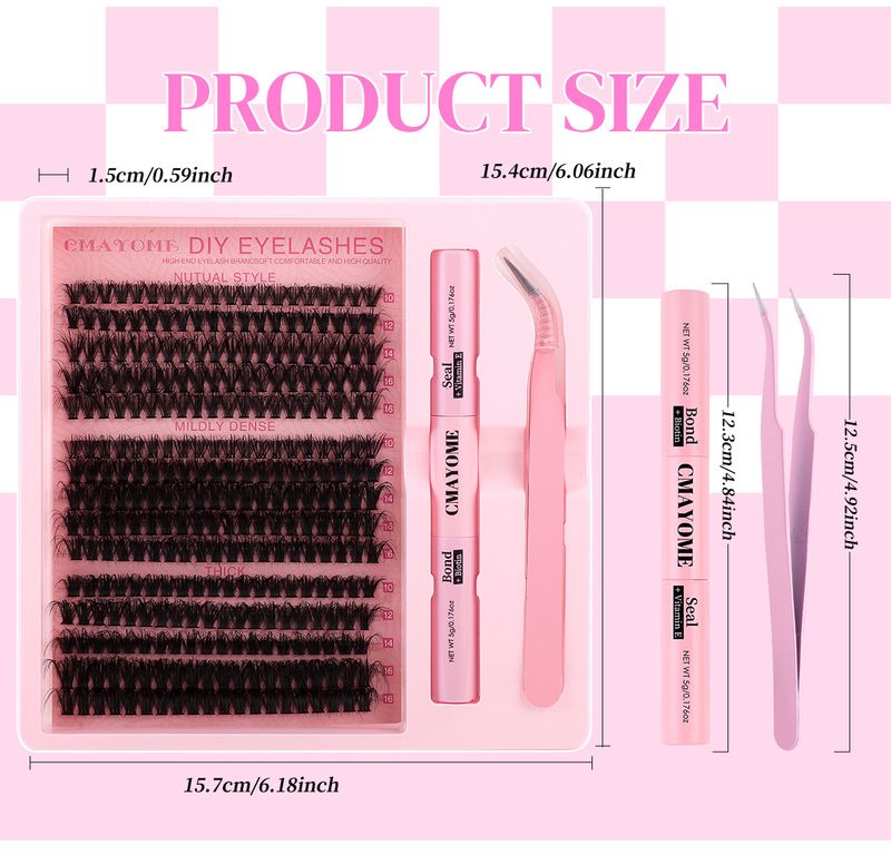 False Eyelashes Segmented Single Cluster DIY False Eyelash Extension Kit 3D Natural Fluffy Thick Curled Eyelashes_voghion.com