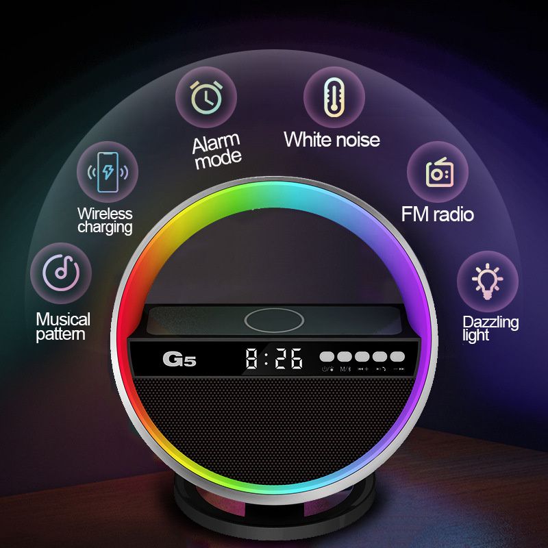 2024 Nieuwe multifunctionele RGB draadloze nachtlader Bluetooth-luidspreker Grote G-sfeerverlichting Woondecoratie_voghion.com