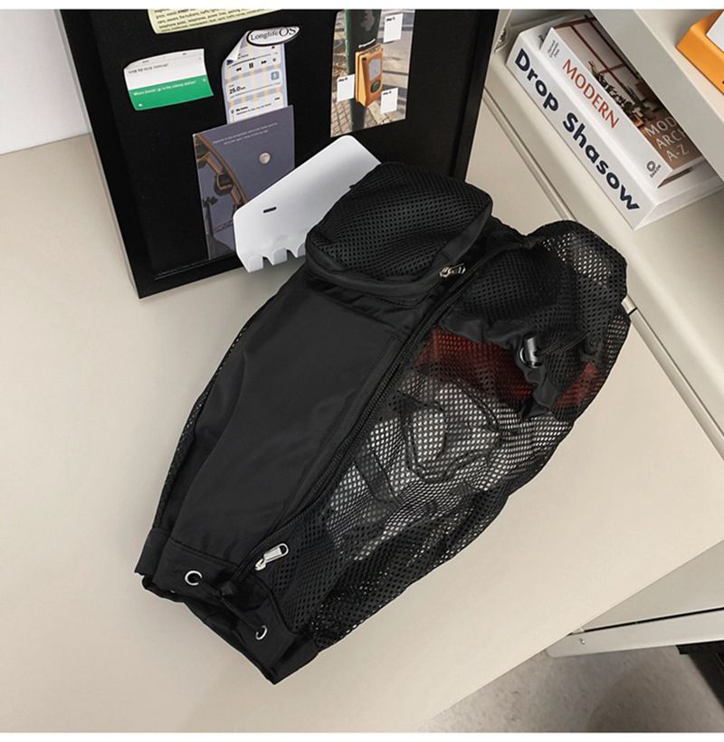 New Swimming Mesh Drawstring With Wet Pocket Beach Backpack Gym Workout Gear Bag_voghion.com