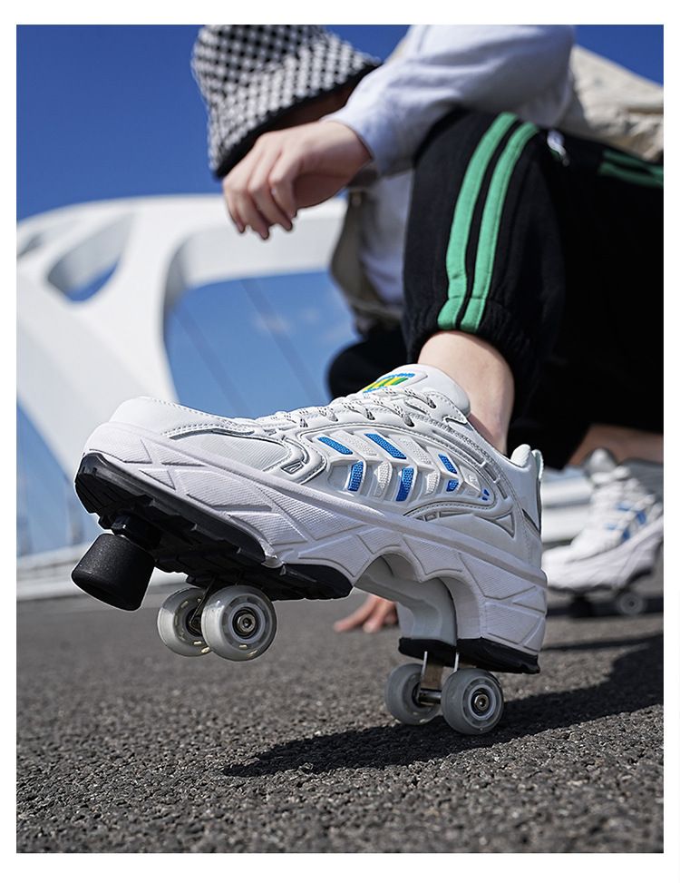 Kinderkleidung Neue vierrädrige Rollschuhe mit Bremse für Erwachsene, Laufschuhe, Studenten, deformierte Schuhe, Rollschuhe für Jungen, Rollenschuhe für Mädchen_voghion.com