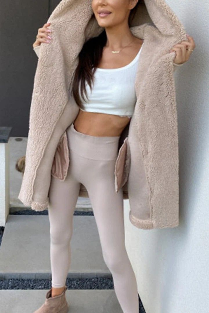 Dammekleeder Plüschjacke mat Kapuzen_voghion.com