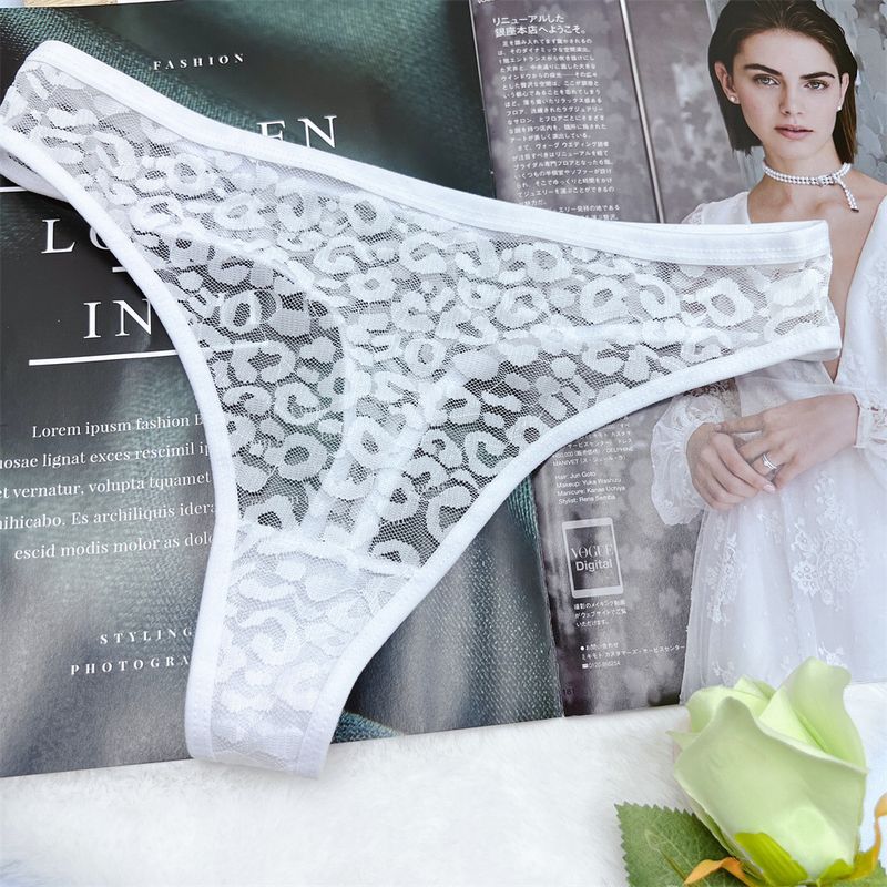 Women's Intimates Leopard Print Sexy Temptation Hollow Lace Women's Thong Ultra Thin Briefs Comfortable Hip Lift_voghion.com