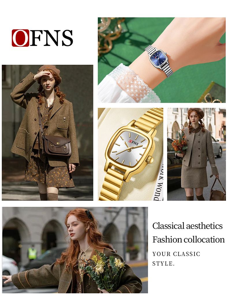 Women's Fashionable Square Dial Quartz Watch - Waterproof, Minimalist Design With Unique Bamboo Link Band, Elegant And Versatile Timepiece_voghion.com