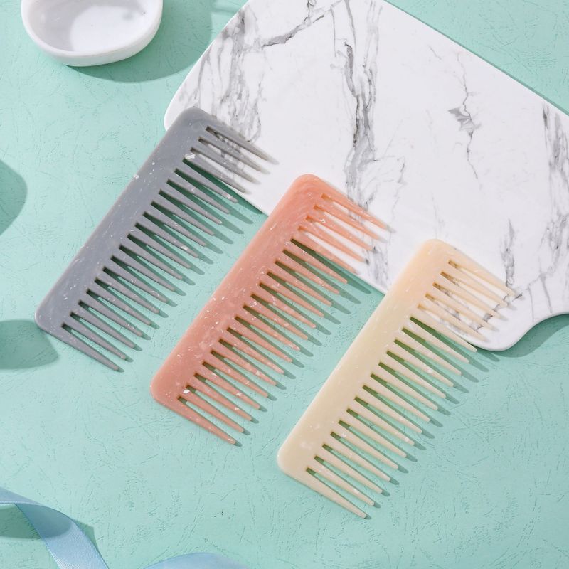 Marble Pattern Wide Tooth Home Use Smooth Massage Dry And Wet Dual-use Straight Hair Perm Anti-static Women's Comb_voghion.com