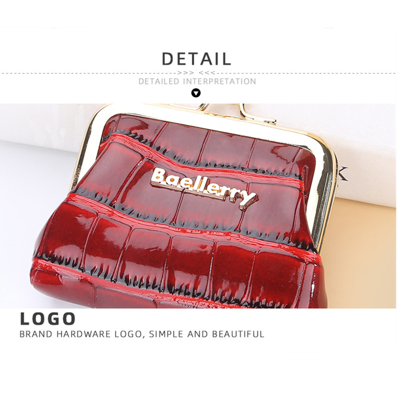 Baellerry New Coin Purse Glossy Crocodile Wallet Metal Clip Buckle Coin Purse_voghion.com