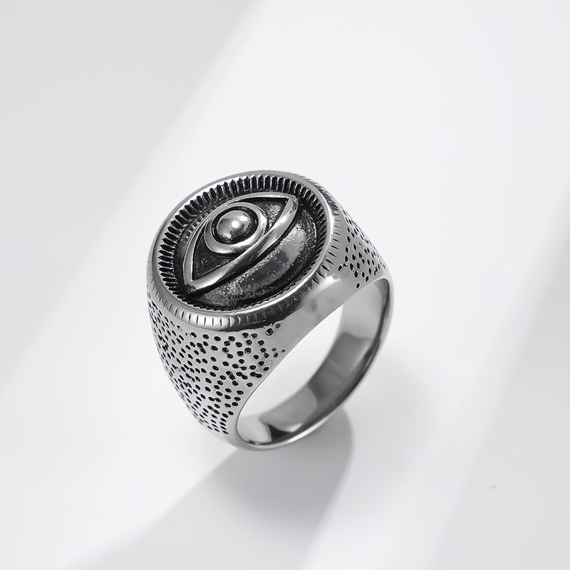 Retro style devil eye stainless steel men's ring ring titanium steel bracelet_voghion.com