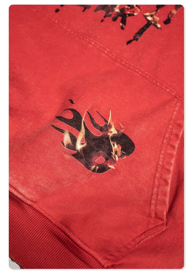 Herrenbekleidung Kapuzenpullover mit verwaschenem Batik-Print, Retro-Street-Chic, Baggy-Top_voghion.com