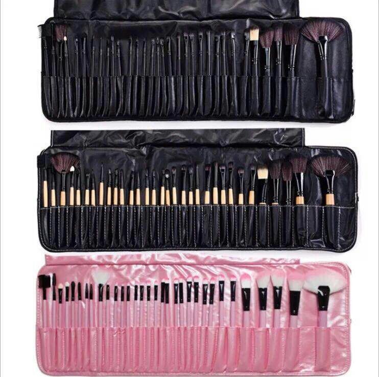 Make-up Pinsel & Werkzeuge Holz Farbe Elegante Schwarz Rosa Make-Up Pinsel 24 Make-Up Set Make-Up Werkzeuge_voghion.com