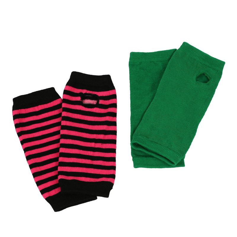 Unisex Knitted gloves with missing fingers anime stripes wearing fingers wrist cuff with false sleeves Thin children's fingers_voghion.com