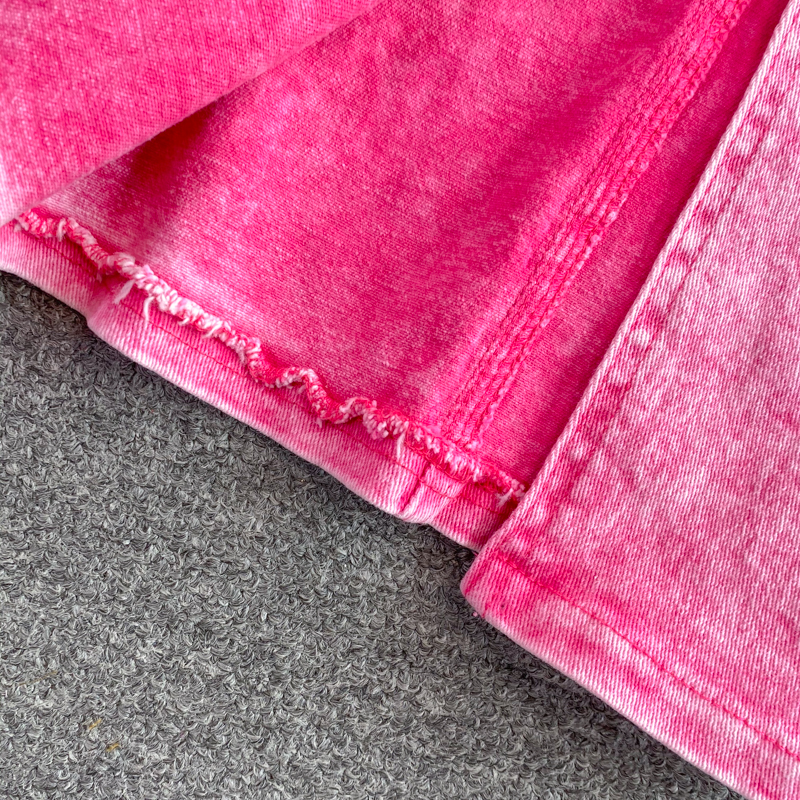 Ropa de mujer Conjunto de dos piezas formado por chaqueta y pantalón corto de mezclilla rosa y holgado para mujer_voghion.com