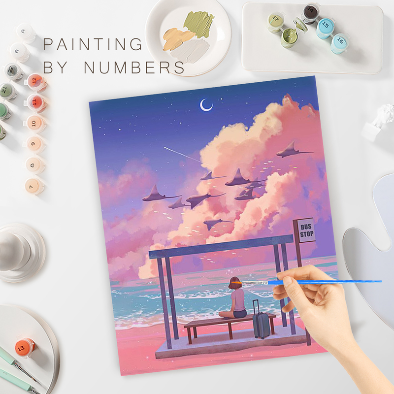 RUOPOTY Oil Paint By Numbers Handmade Decorative Paintings Beautiful Sky Scenery Home Decoration Unique Gift_voghion.com