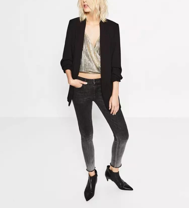 Giacca da donna multicolore da donna, stile casual, con maniche a sette quarti, pieghettata_voghion.com