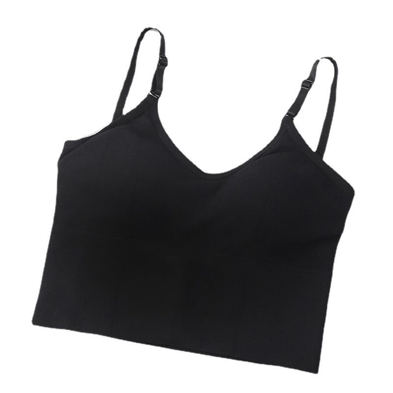 Cupă fixă, spate în U mare, piept înfășurat fără inel de oțel, camisol sport casual, vestă, bază, sutien fără bretele_voghion.com