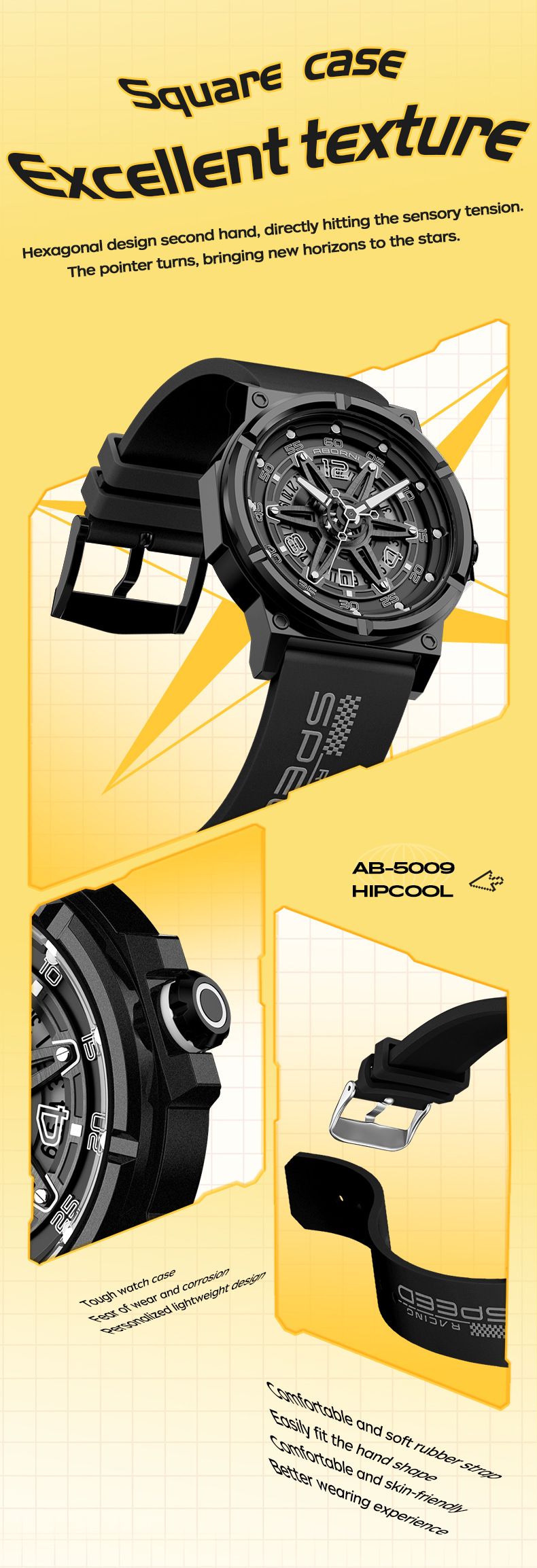 Men's Fashionable Skeleton Mechanical Style Sports Watch With Silicone Strap, Date Display, And 30M Water Resistance Waterproof Quartz Watch_voghion.com