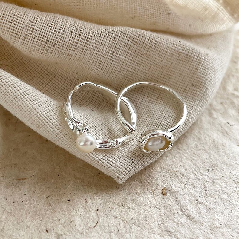 Irregular freshwater pearl ring for women, light luxury, open, niche design, high-end, simple and versatile, personalized index finger ring_voghion.com