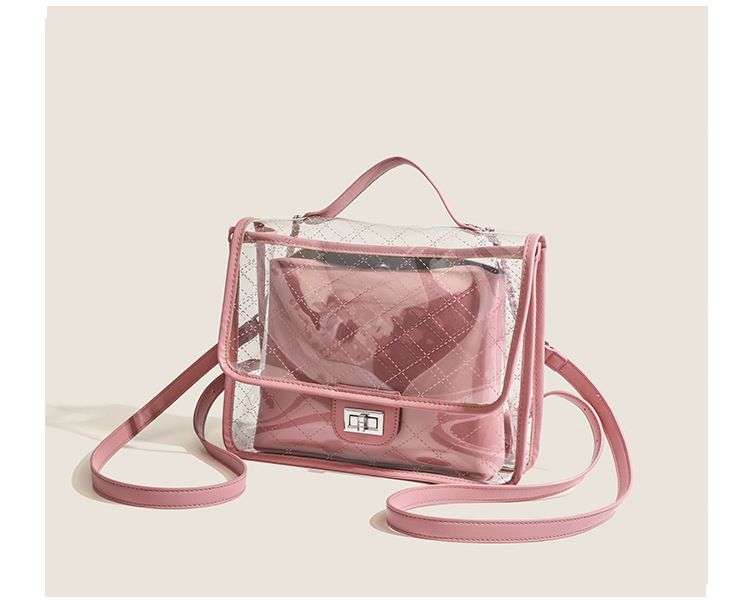 Zaino da scuola di alta qualità, stile casual, da pendolare, per la primavera e l'estate 2025, coreano, con texture trapuntata trasparente, da donna_voghion.com