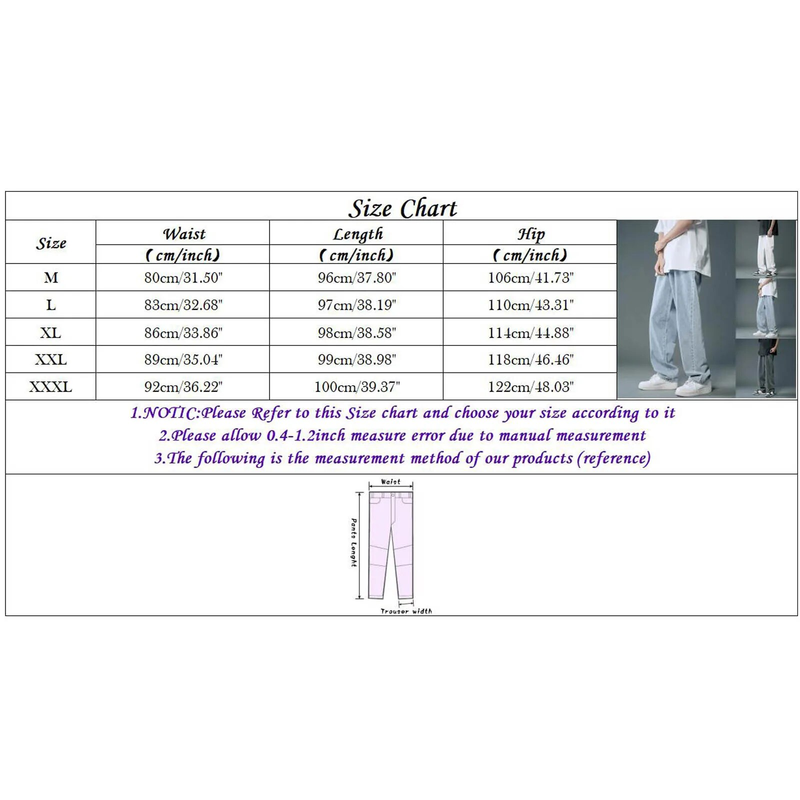 2024 New Street Casual Blugi largi Imbracaminte stradala pentru barbati Hip Hop Pantaloni drepti cu picioare late Pantaloni denim pentru studenti Albastru Negru_voghion.com