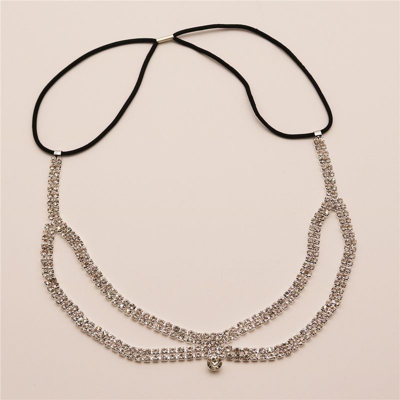 Crystal decoration, eyebrow center chain bride elastic rope, water droplet hair headband, Bohemian forehead accessory_voghion.com