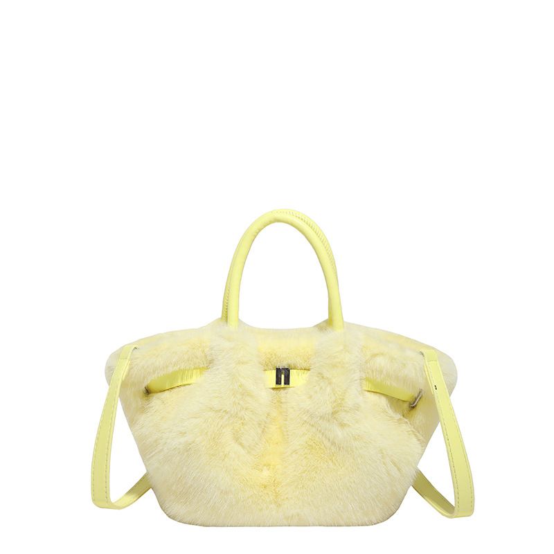 Borsa a tracolla semplice e personalizzata, nuova borsa a secchiello in peluche casual da donna, autunno 2025_voghion.com