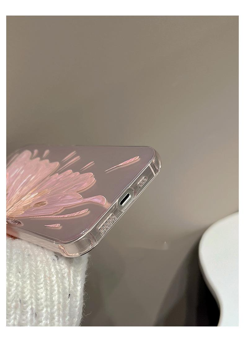 Advanced feeling electroplated pink butterfly suitable for iPhone Promax case, 16 new model, 12 luxurious feather_voghion.com