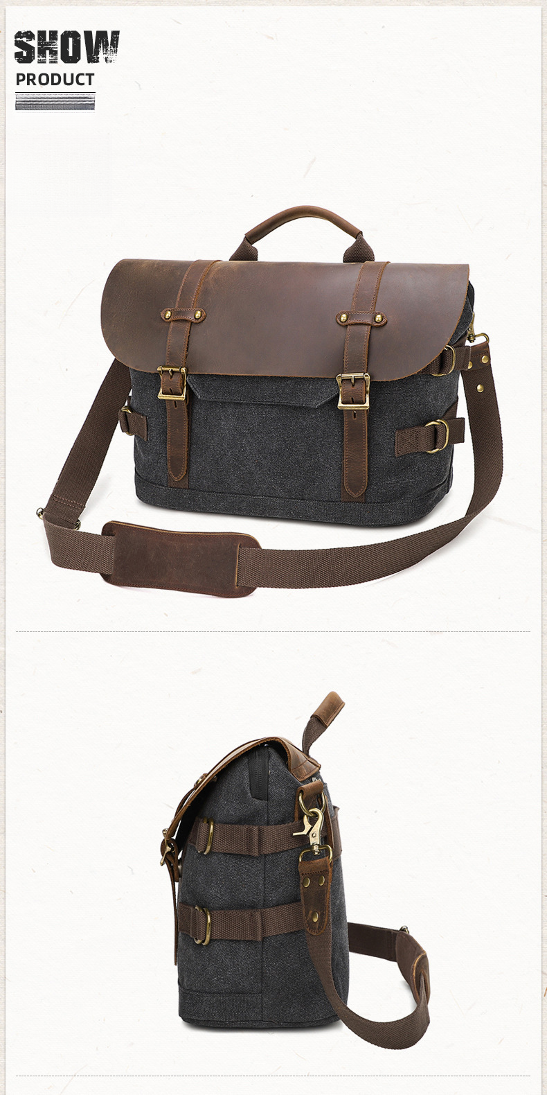 Fashionable new canvas shoulder bag, casual crossbody bag, new manufacturer retro mailman bag, computer bag_voghion.com