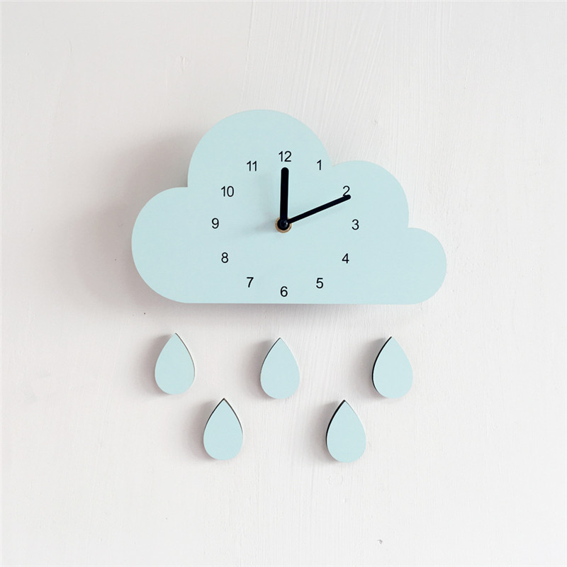 Σπίτι Cloud Water Drops Silent Διακόσμηση Τοίχου Παιδικό Δωμάτιο Ρολόι Κρεμαστό Φωτογραφία Στήριγμα_voghion.com