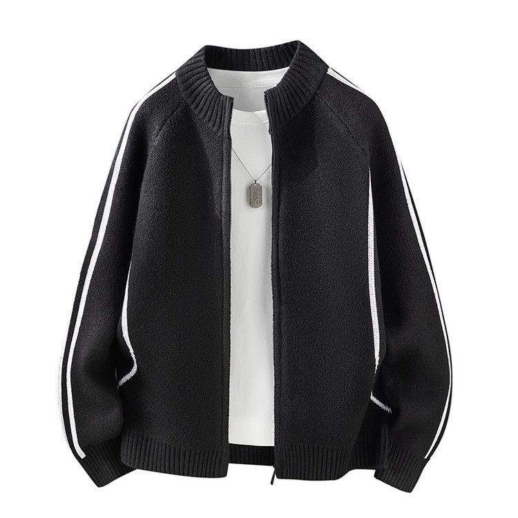Men's Knit Cardigan With Stand Collar & Zipper - Lightweight Stretchable Pullover For Spring & Autumn | Slim Fit Casual & Business Wear_voghion.com