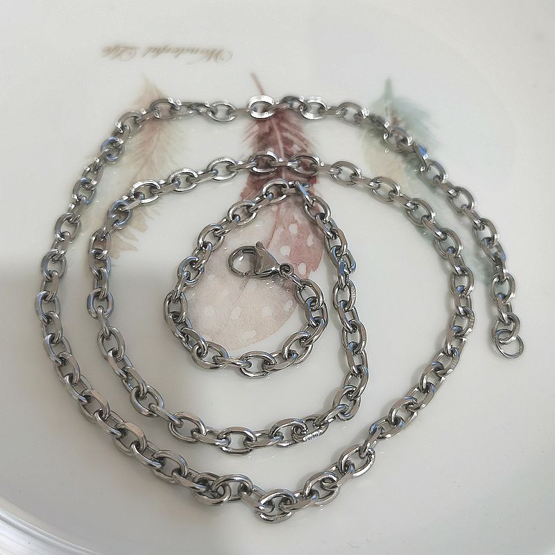 Titanium Steel Necklace Without Pendant Plain Korean Style Personality Trendy Men's Versatile Snake Bone Hip Hop Chain_voghion.com