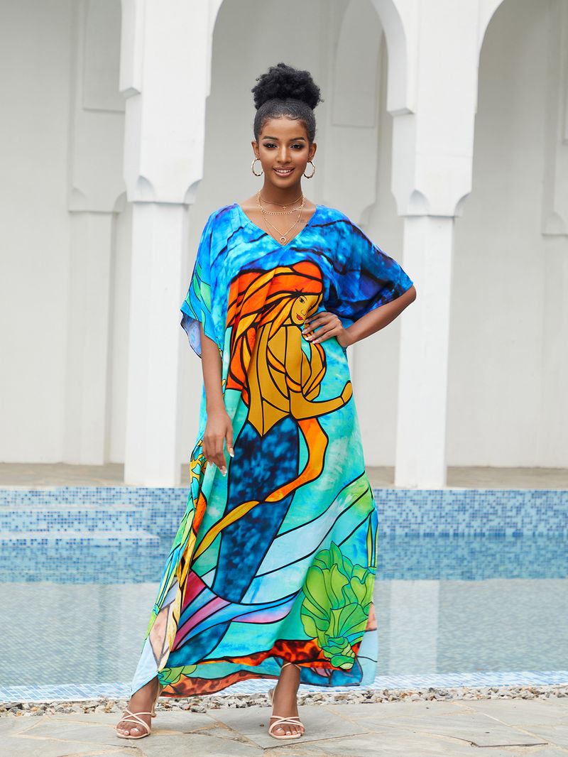Boho Chic Cotton Beach Cover-Up – Loose Robe Style Swimsuit Outerwear For Vacation & Poolside Relaxation_voghion.com