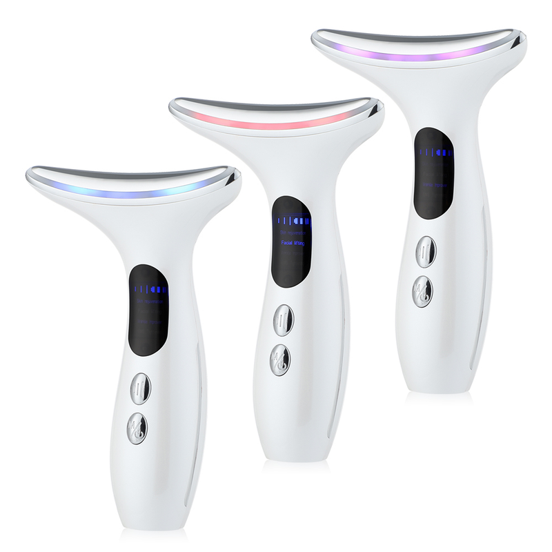 2024 Nacke Ansikte Skönhet Device 3 Färger Led Photon Therapy Rotera Reducer Dubbelhaka Anti Rynkor Ta bort Hudvård_voghion.com