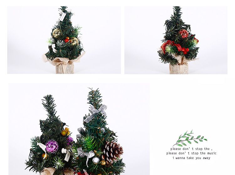 Mini Desktop Christmas Tree Decorations 20cm - Festive Holiday Home Decor With Assorted Colors (Golden, Purple, Red, Silver)_voghion.com
