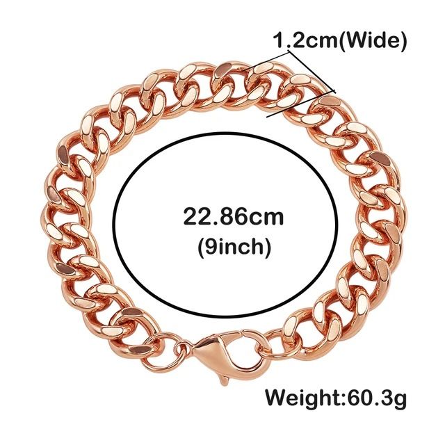 Nuovo bracciale cubano in rame rosso da uomo, gioielli in oro rosa_voghion.com