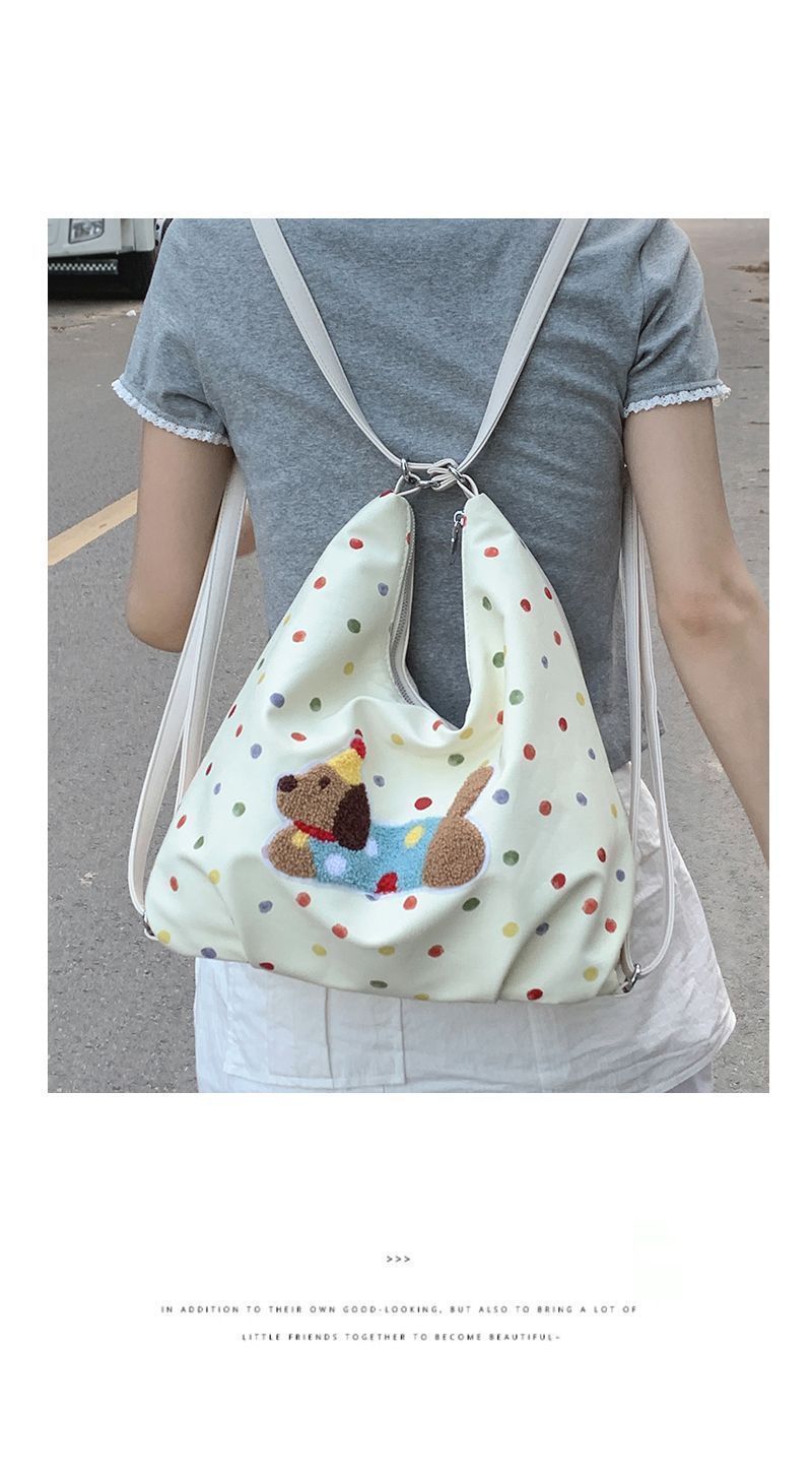 Borsa a tracolla singola in tela con motivo a cane bassotto, 2024, nuova borsa alla moda in stile college, casual, grande capacità_voghion.com