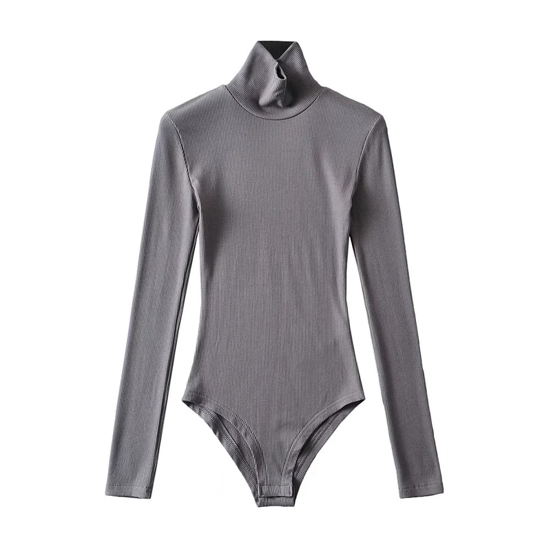 Combinaison à col roulé pour femmes Spice Girls, extensible et amincissante, T-shirt slim à manches longues, couleur unie_voghion.com