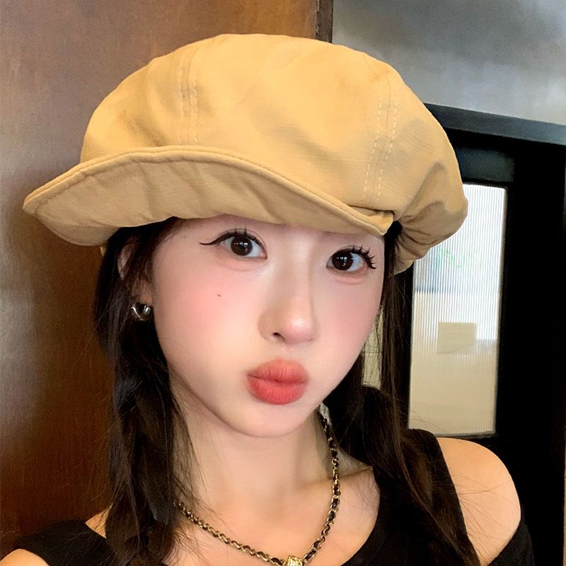 RenMou Beret Children Literary Painter Big Head Circumference Small Face Versatile Cloud Octagonal Hat Female Exclusive Supply_voghion.com