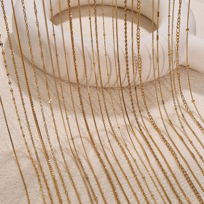 Slangenketting, roestvrij staal, 18 karaat verguld, dames, gedraaide touwketting, sieraden_voghion.com