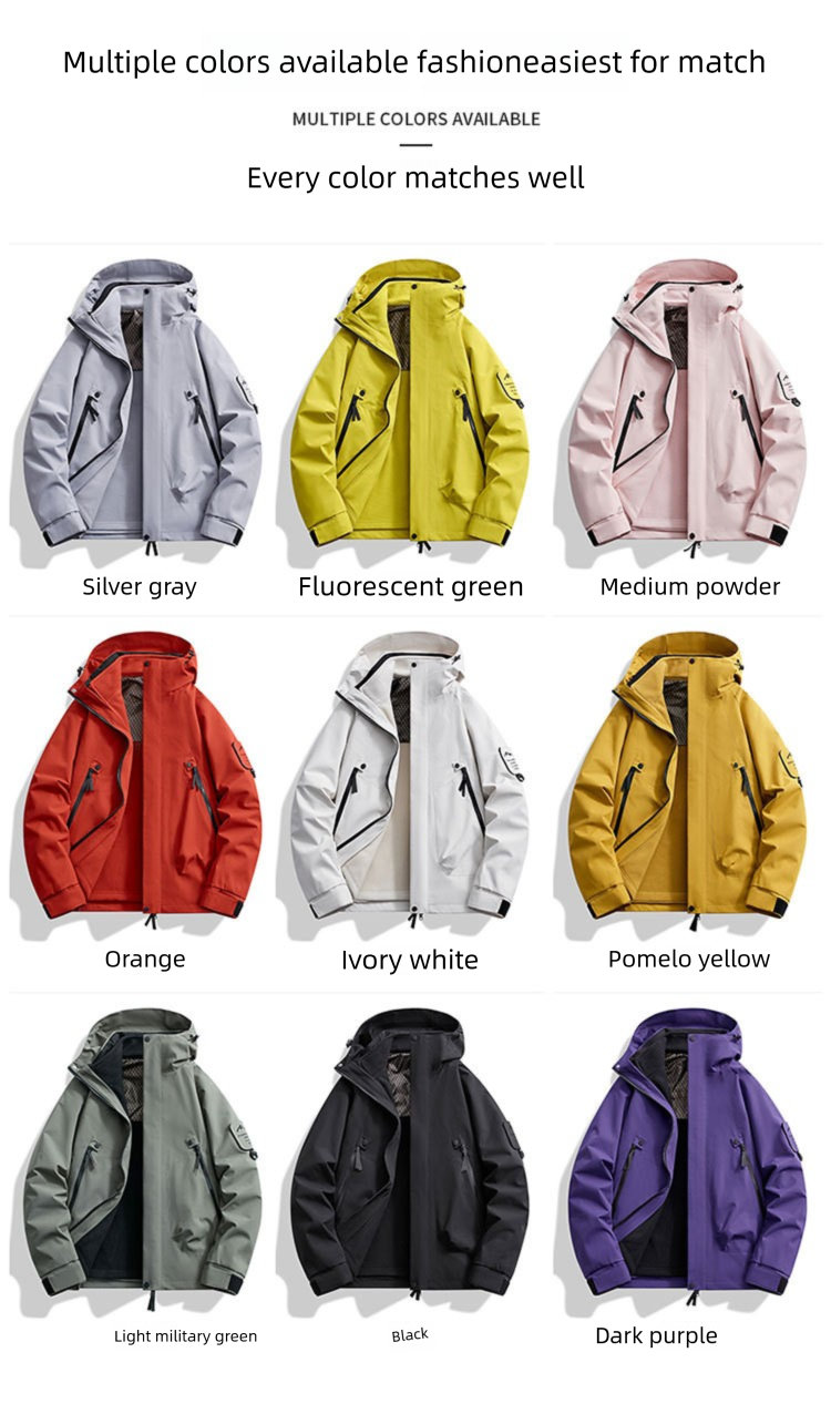 2025 Model 3-in-1 Men's Outdoor Hiking Couple Style Detachable Waterproof Solid Color Mountain Series Jacket For Women_voghion.com